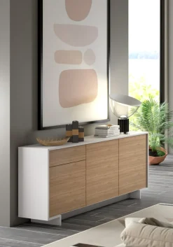 Sikelia Sideboard Living nussbaumfarbig, weiss New