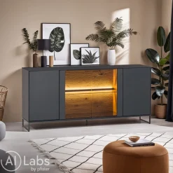 VALNATURA Sideboard Livino anthrazit Hot