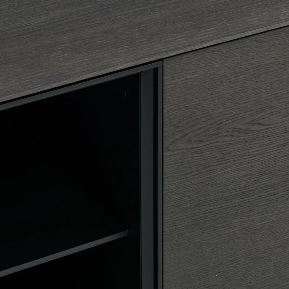 Piure Sideboard Nex E02 Eiche grey, Mattlack P43 Coal Hot