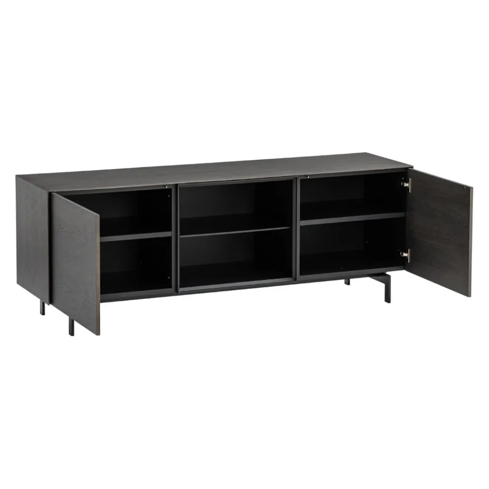 Piure Sideboard Nex E02 Eiche grey, Mattlack P43 Coal Hot