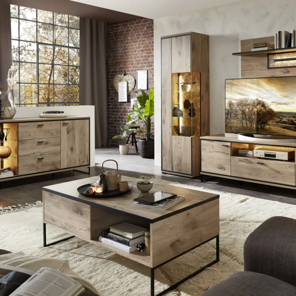 Livetastic Sideboard Ruben eichefarbig, schwarz Sale