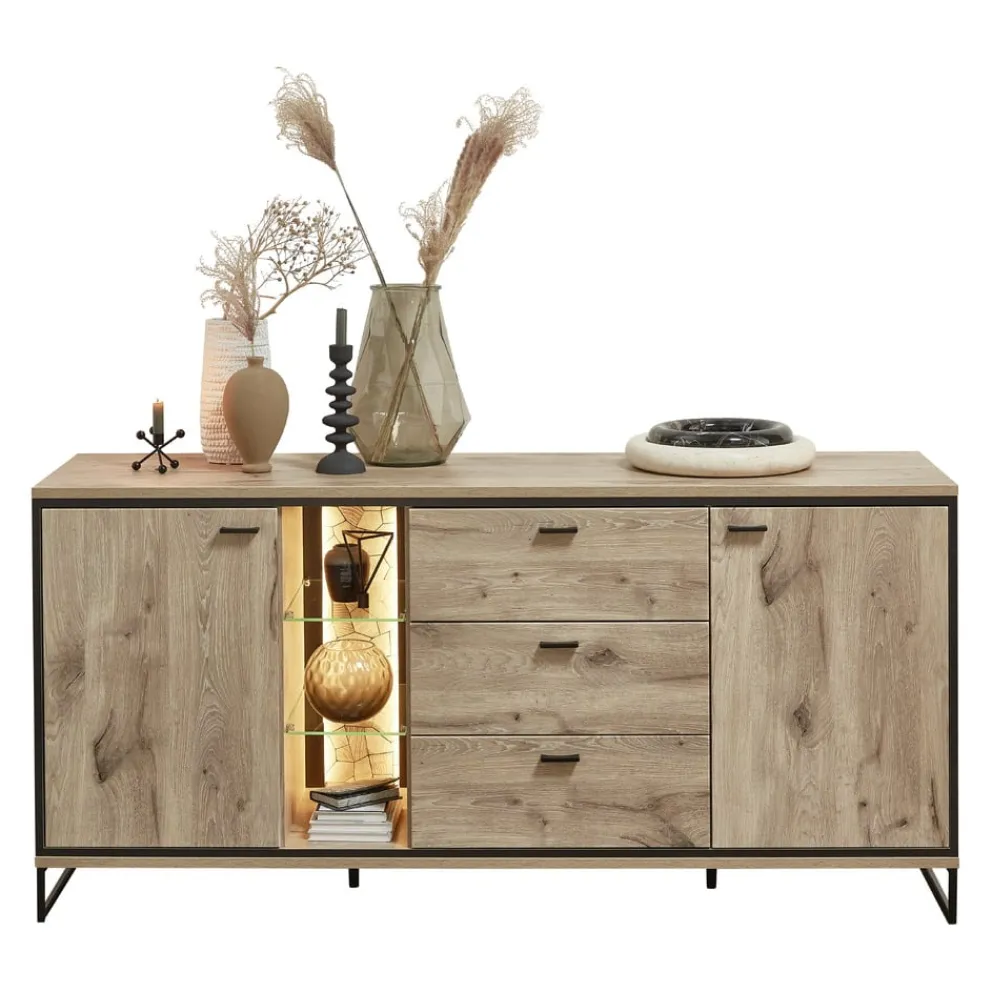 Livetastic Sideboard Ruben eichefarbig, schwarz Sale