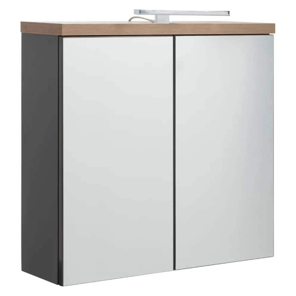 BYYU Spiegelschrank Mundi dunkelgrau, eichefarbig, transparent New