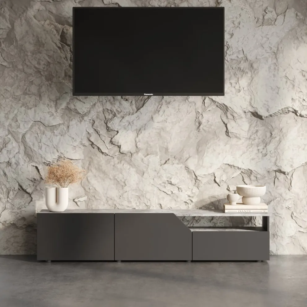 Temahome TV-Möbel VERONE betongrau, schwarz Hot
