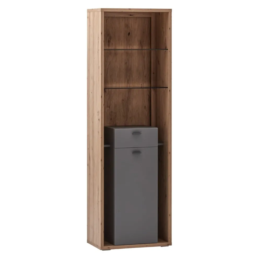 BYYU Vitrine Lizzano dunkelgrau, eichefarbig Best