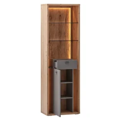 BYYU Vitrine Lizzano dunkelgrau, eichefarbig Best