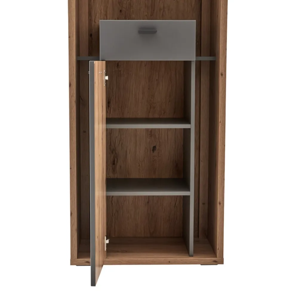 BYYU Vitrine Lizzano dunkelgrau, eichefarbig Best