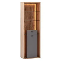 BYYU Vitrine Lizzano dunkelgrau, eichefarbig Best