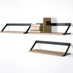 Ethnicraft Wandregal Ribbon eichefarbig, schwarz Discount