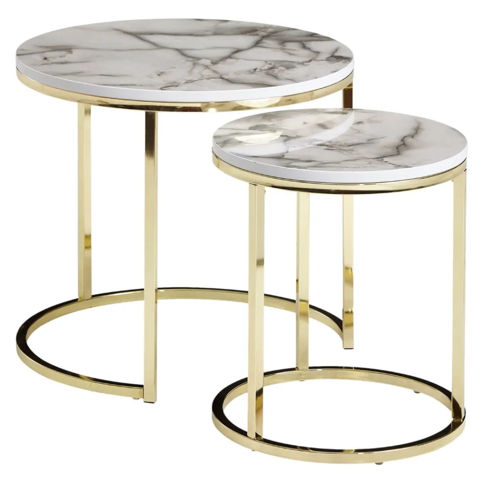 MID.YOU Zweisatztisch Marmor weiss Discount