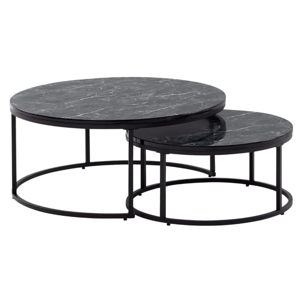 MID.YOU Zweisatztisch Marmor schwarz New